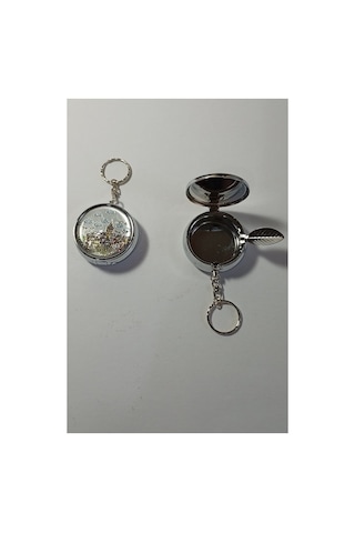 Mini - Taşınabilir Cep Küllüğü Mini Cep Küllüğü Anahtarlıklı - Çanta Küllüğü 5cm - Galata Kulesi Desenli Kapaklı Metal Mini Kül Tabağı