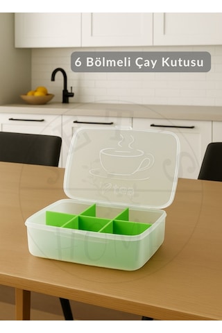 6 Bölmeli Çay Kutusu Şeffaf Çay Kabı Plastik Poşet Çay Kutusu Bpa Free Beyaz