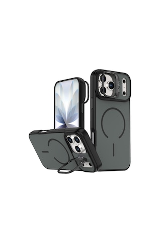 Apple Uyumlu iPhone 17 Pro Max Flexa Magsafe Kapak Şeffaf Darbe Emici İnce Premium Kılıf Siyah