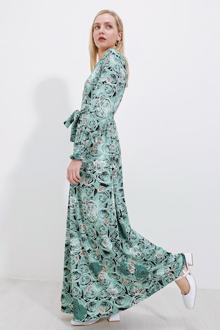 1525 Örme Tesettür Elbise - Mint 001