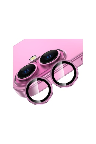 Apple Uyumlu iPhone 16 Plus Raze Metal Kamera Lens Koruyucu Pembe