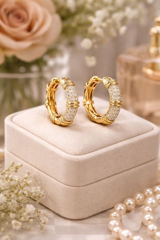 Kuyum İşçiliği Gold Gömme Taş Küpe Kaplama Küpe Açık Gold