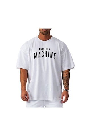 Siyah Muscleguys Yaz Fitness Giysileri Erkek Hızlı Kuruyan Nefes Alabilir Koşu Antrenman Bol Kısa Kollu Antrenör Üstü