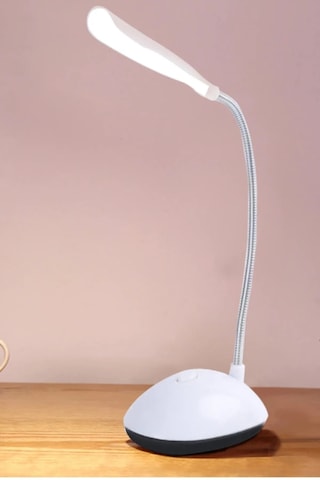 Mini Akrobat Pilli Led Masa Lambası Beyaz Spiral Çalışma Lambası Beyaz