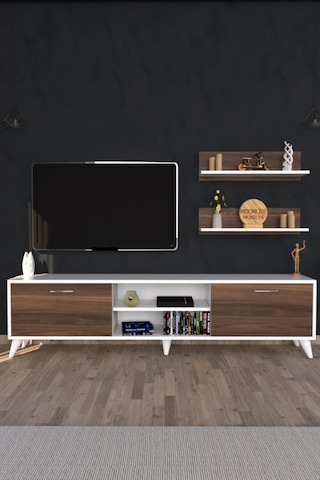 Moonlife Zümrüt Tv Ünitesi  Beyaz Ceviz