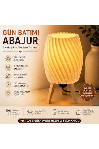 Ün Batımı Abajur Led Masa Lambası Modern Dekoratif Gece Lambası Sıcak Işık Tripod Ayak