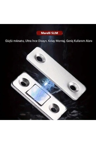 Marelli Slım Mıknatıslı Kapak Tutucu Kapı, Çekmece Tutucu, Çıt Çıt 5 Adet