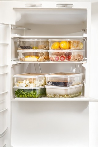 Buzdolabı Saklama Organizer, Kendinden Kapaklı, Mikrodalga Ve Buzluğa Uygun, 6 Adet 1350ml Beyaz