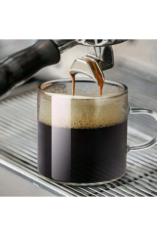 Yaozixa 4'lü 118 Ml Borosilikat Cam Espresso Bardak Seti, Kollü, Mikrodalga Ve Lavaboda Güvenli, Sıcak/soğuk İçecekler İçin Şeffaf