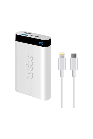 Sbs İntelligent Fast Charge 10.000mAh Led 2M Lightning Powerbank