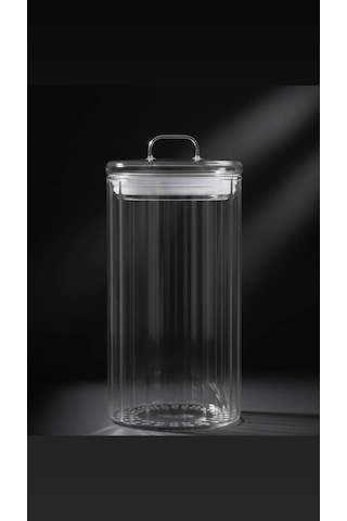 1400 Ml Cam Kavanoz Kapaklı Bakliyat, Baharat & Kuru Gıda Saklama Kabı Şeffaf, Dayanıklı Cam