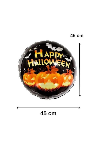 Happy Halloween Bal Kabağı Tasarımlı 45x45 Cm Folyo Balon Halloween Cadılar Bayramı Parti Malzemesi