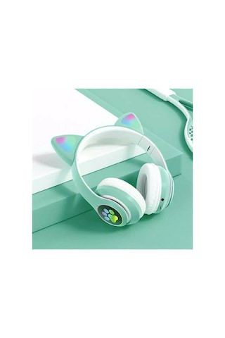 Kablosuz Kedi Kulaklık Şarjlı Led Işıklı Bluetooth Kulaklık Aux Sd Kart Girişli Stn-28