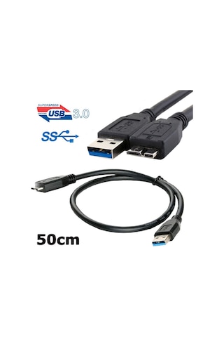 Micro Usb 3.0 Kablo Harddisk Kablosu 50Cm Şarj Data Kablosu