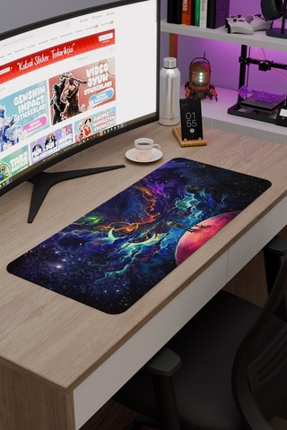 Dijital Evrende Köpek Ve Adam V4 70x30 Xl Gaming Kauçuk Kaymaz Taban Mouse Pad Fare Altlığı