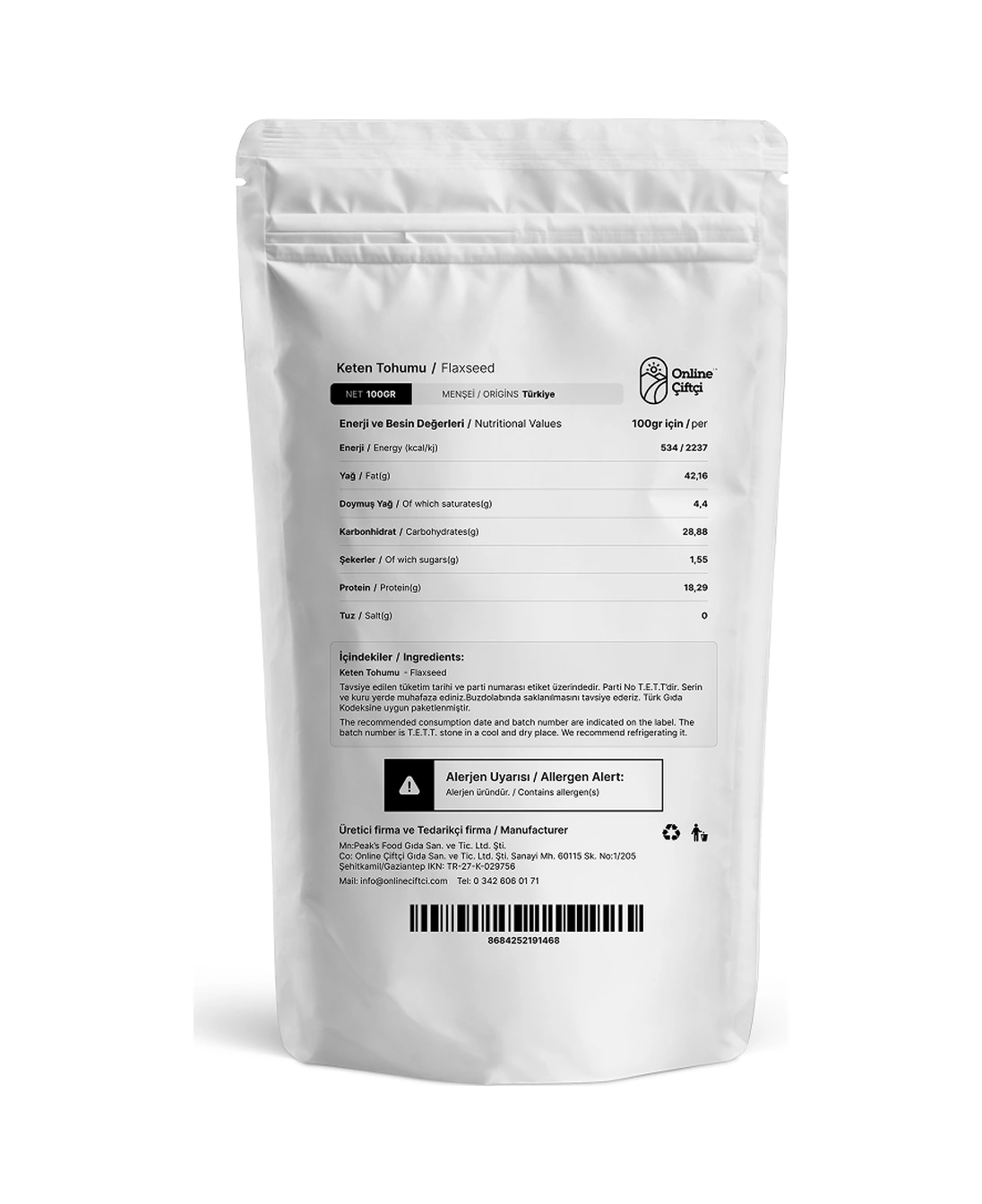Online Çiftçi Keten Tohumu 5 x 100 G