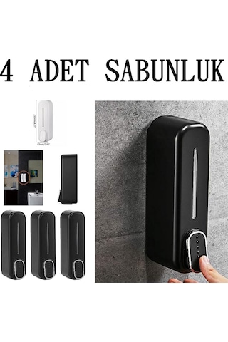 4 Adet Duvara Monte Basmalı Sıvı Sabun Bulaşık Deterjanı Şişesi