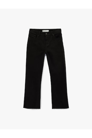 Koton Pamuklu Cepli Düğmeli İspanyol Paça Crop Jean Pantolon - Kick Flare Jeans Siyah 6sal40051mw Siyah