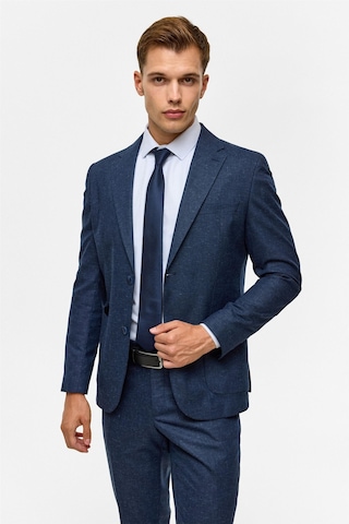 Süvari Lacivert Slim Desenli Mono Yaka 6 Drop Takım Elbise-38749 Lacivert
