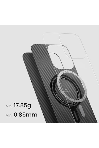 Apple Uyumlu iPhone 16 Pro Max Kılıf Magsafeli 600d Aramid Fiber Pitaka Ultra-slim Classic Seri Black-grey Twill