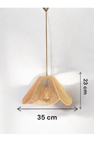 Hasır El Yapımı Bohem Çiçek Şekilli Rustik Avize - Kahverengi Kahverengi