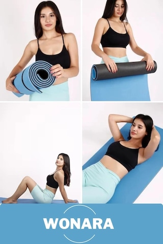 Pratik Taşıma Askılı Kaymaz Yüzeyli Çift Yönlü Fitness Yoga Matı Kamp Çadır Spor Minderi 180x61 Cm Çok Renkli