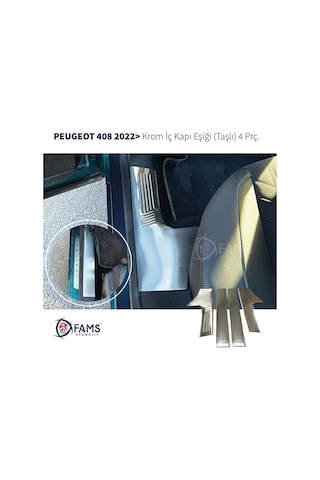 Peugeot 408 2022 Üzeri 4 Parça Paslanmaz Çelik Krom İç Kapı Eşiği