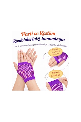 80 Ler 90 Lar Retro Mor File Parmaksız Kısa Eldiven 11 Cm