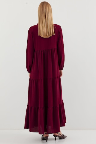 Bigdart 1627 Yaka Bağcıklı Tesettür Elbise - D. Bordo