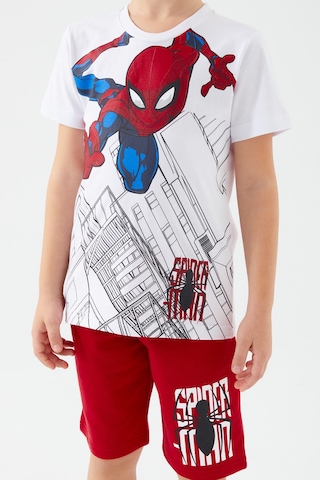 Spiderman Buildings Beyaz Erkek Çocuk Bermuda Takım Beyaz