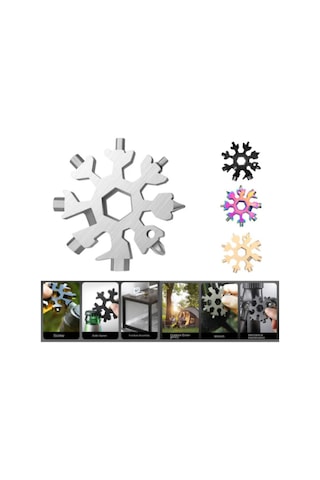 Mucit Home 19 In 1 Çok Fonksiyonlu Çelik Alyan Tornavida Açacak Kar Tanesi Anahtarlık