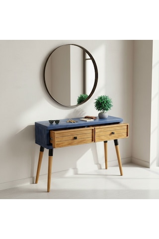 Mobenta Stria Entry: Modern Masif Dresuar 2 Çekmeceli Antre Konsolu - 120x31 Ig-tk Mavi-ahşap
