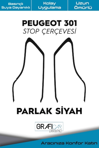 Peugeot 301 Stop Çerçeve Sticker / Parlak Siyah