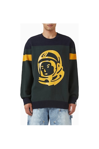 Civil Boys Billionaire Boys Club Astro Örgü Yuvarlak Yaka Kazak, Koyu Yeşil