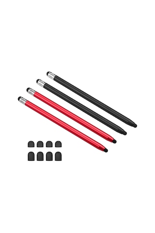 Aubyhe "4'lü Çift Uçlu Metal Stylus Kalem - Yüksek Hassasiyetli Dokunmatik Ekran Kalemi 2 Siyah 2 Kırmızı "