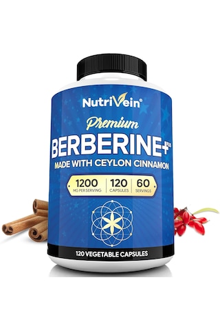 Nutrivein Premium Berberine Hcl 1200 Mg Ceylon Cinnamon 120 Caps