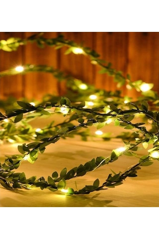 Cajuart Yapay Yapraklı Yeşil Sarmaşık 3 Metre Peri Led Işık Süs