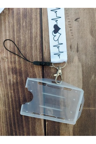 Ekg Love Beyaz Kart Askısı Yaka Kartı Boyun Askı İpi Telefon Askısı Yatay Dikey Kart Koruyucu