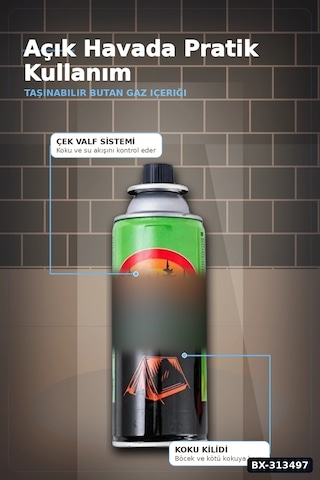 Valfli Standart 220 G Kamp Ocağı Kartuşu - 1 Adet Taşınabilir Doğa Gazı Bx-313497 Çok Renkli