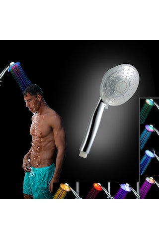 Shineyee Led Işıklı El Tipi Duş Başlığı - Renkli Işık Ve Sıcaklık Algılama Özelliğiyle Su Akışı İle Çalışır Diğer