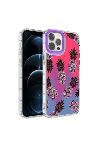 Apple Uyumlu iPhone 12 Pro Max Kamera Korumalı Renkli Desenli Sert Silikon Zore Korn Kapak
