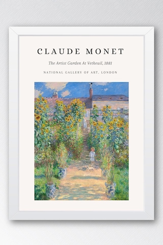 Claude Monet The Artist's Garden At Vetheuil Çerçeveli Tablo - Eklektik Tarz Duvar Dekoru