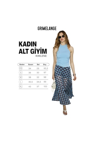 Grimelange Kımlene Kadın Yumuşak Ve Esnek Kumaşlı İçi Şortlu Mavi Etek