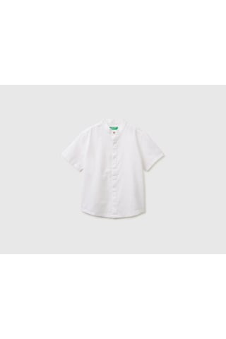 United Colors Of Benetton Keten Karışımlı Çocuk Gömlek Beyaz