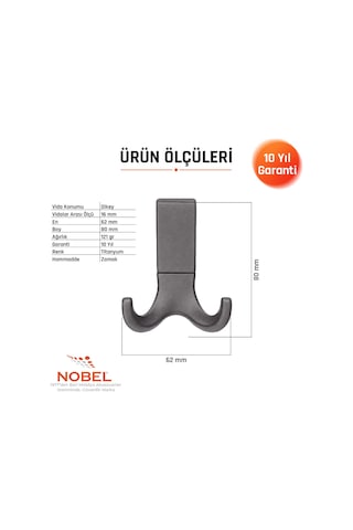 Best Lüks Askı, Metal, Vestiyer Askı, 121 Gr, Dolap Askılık, Duvar Askılığı, Titanyum Vidalı 5 Adet