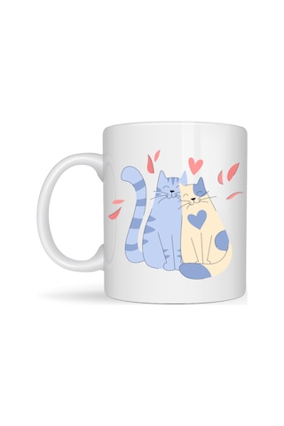 Buradabulabilirsin Sevimli Aşık Kediler Desenli Porselen Kupa Model 42 Love Cats Tasarım Sevgiliye Hediye, Kahve & Çay Kupası Bbz Diğer