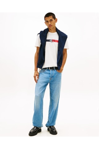 Tommy Hilfiger Tjm Erkek Regular İmza Şeridi T Ext Beyaz T-shirt-13661 Beyaz