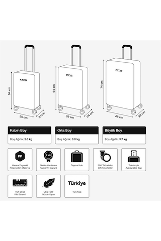 Ççs 5235 Polipropilen 3 Lü Valiz Seti Bordo