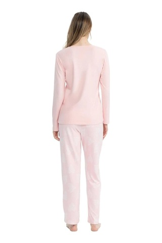 U.S. Polo Assn. Orijinal Lisanslı Kadın Pembe Yuvarlak Yaka Pijama Takımı 17108