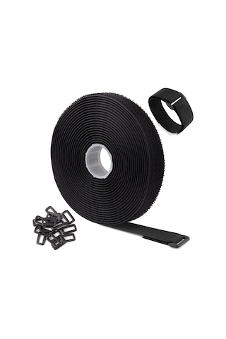 25 Döngülü Ve Kablo Yönetimi İçin Cırt Cırtlı 5 M Siyah Ayarlanabilir Yeniden Kullanılabilir Kablo Bağları/kayışları 5 M X 2 Cm, Siyah